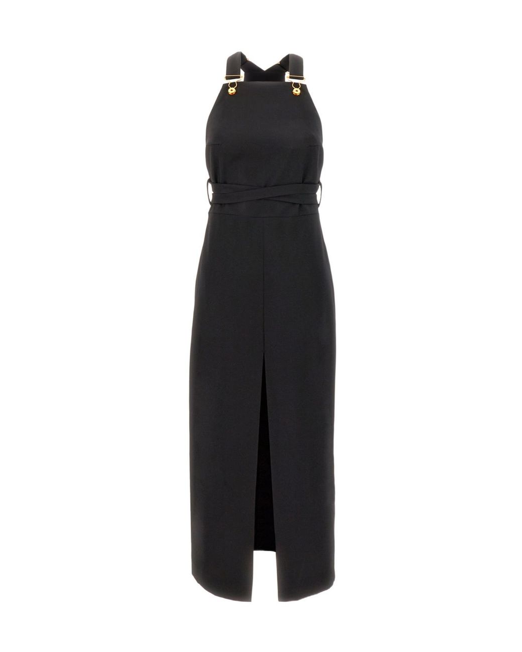 Patou Black Cut-Out Sleeveless Pinafore Dress