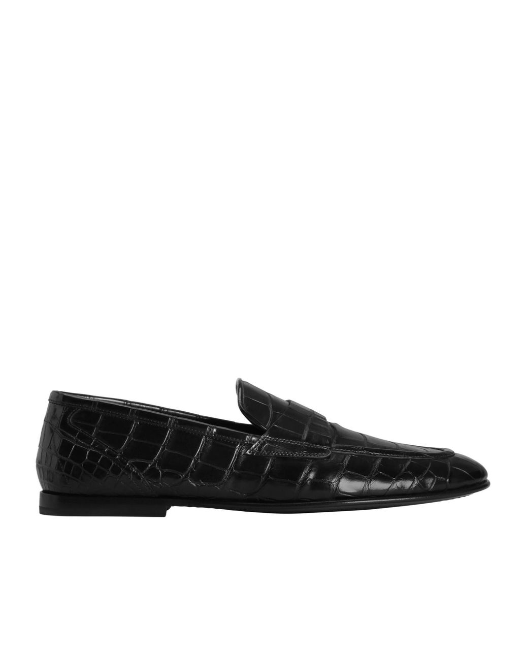 Dolce & Gabbana Black Alligator-Leather Slippers for men