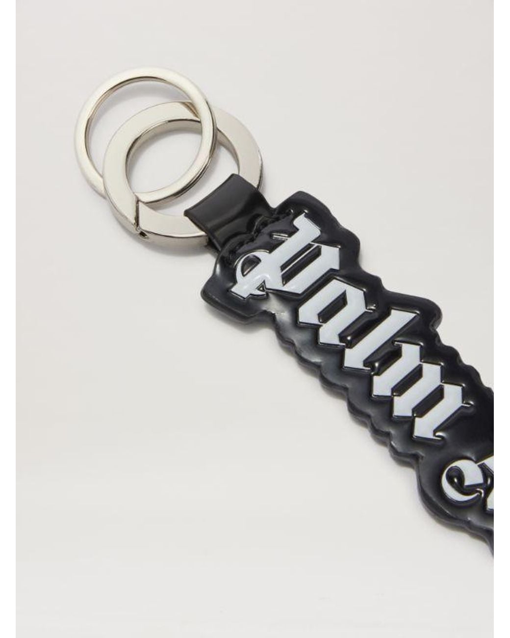 Palm Angels White Logo Embossed Key Ring for men