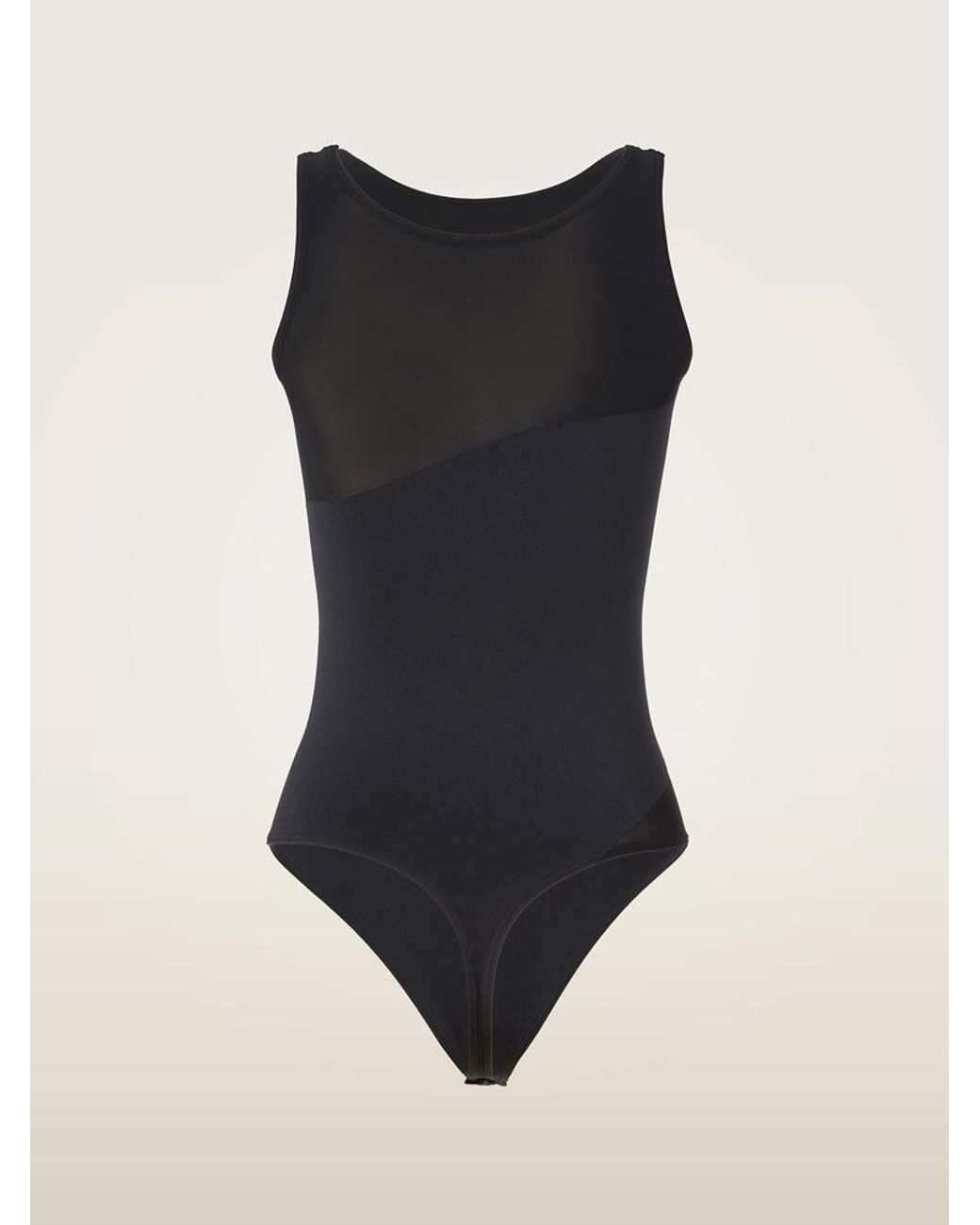 Wolford Black Shade Sheer Panel String Body