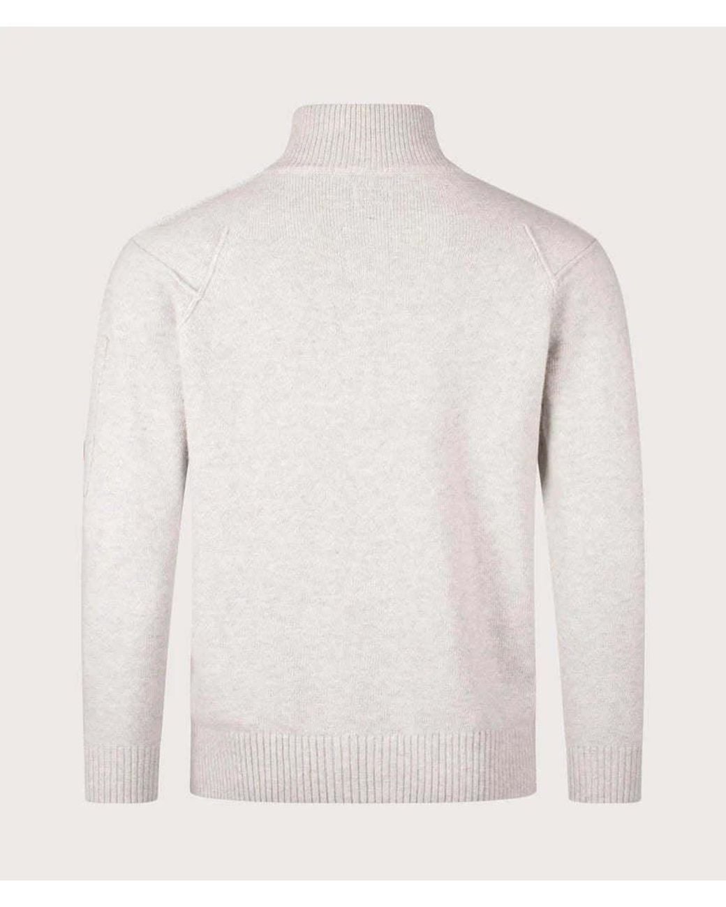 C P Company White Lambswool Half-Zip Sweater for men