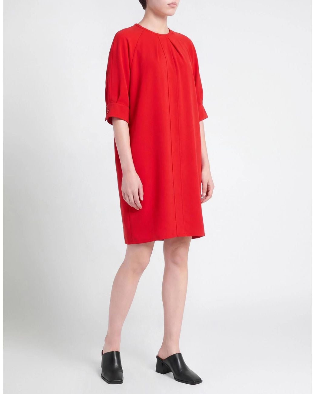 Max Mara Red Simple Solid-Color Dress