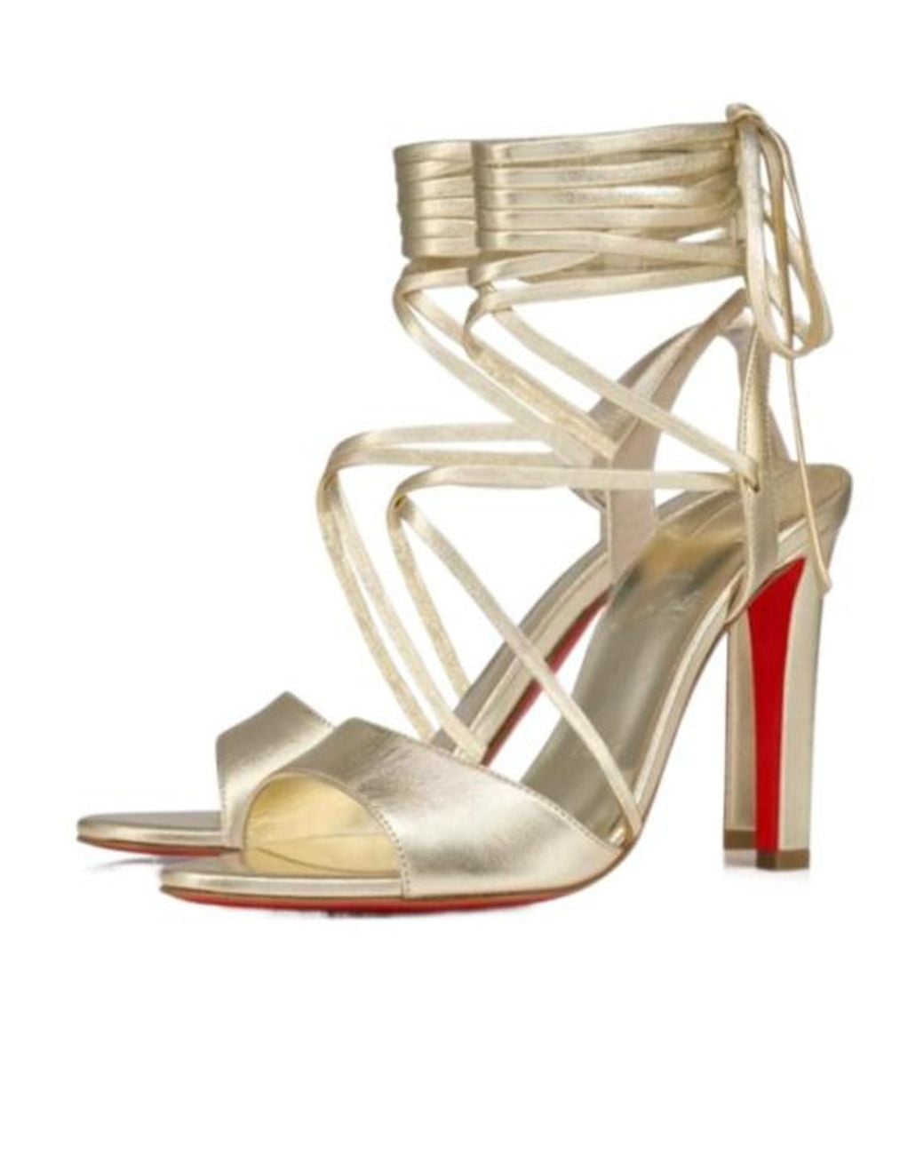 Christian Louboutin Metallic Fanny Randa Lace-Up Heeled Sandals
