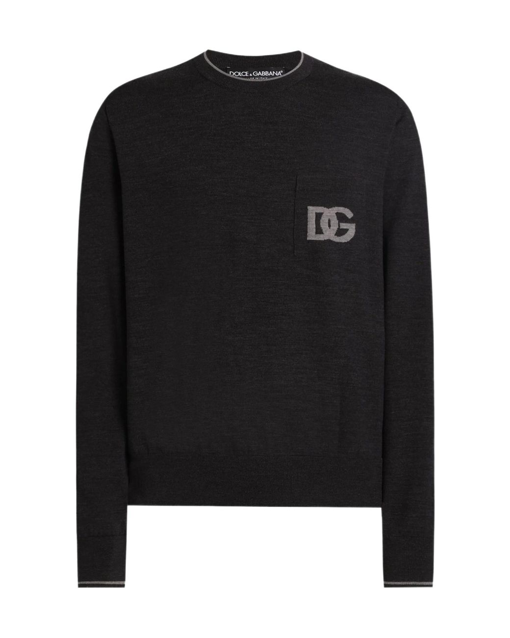 Dolce & Gabbana Black Logo Intarsia Crewneck Knitted Jumper for men