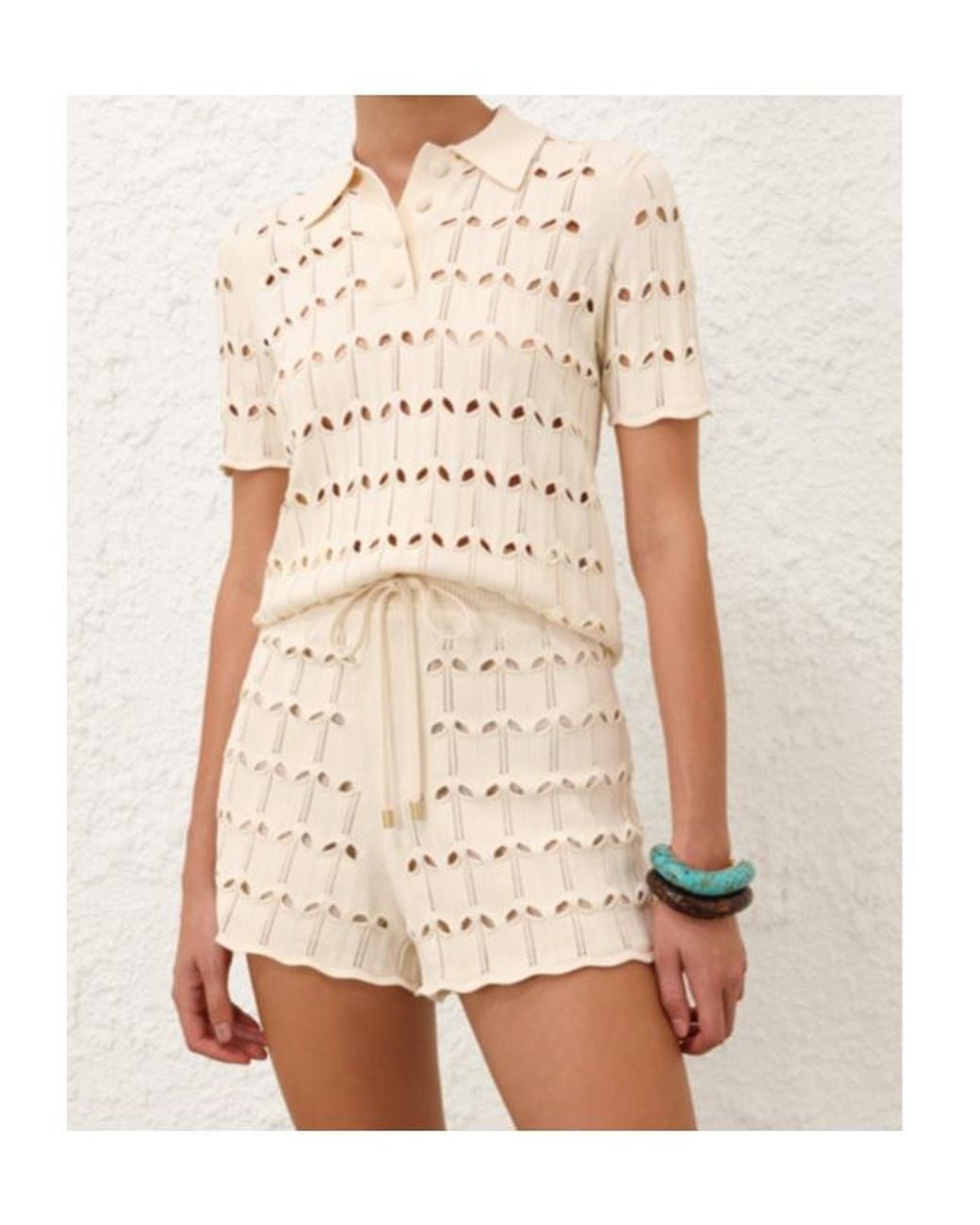 Zimmermann Natural Rhiannon Pointelle Polo