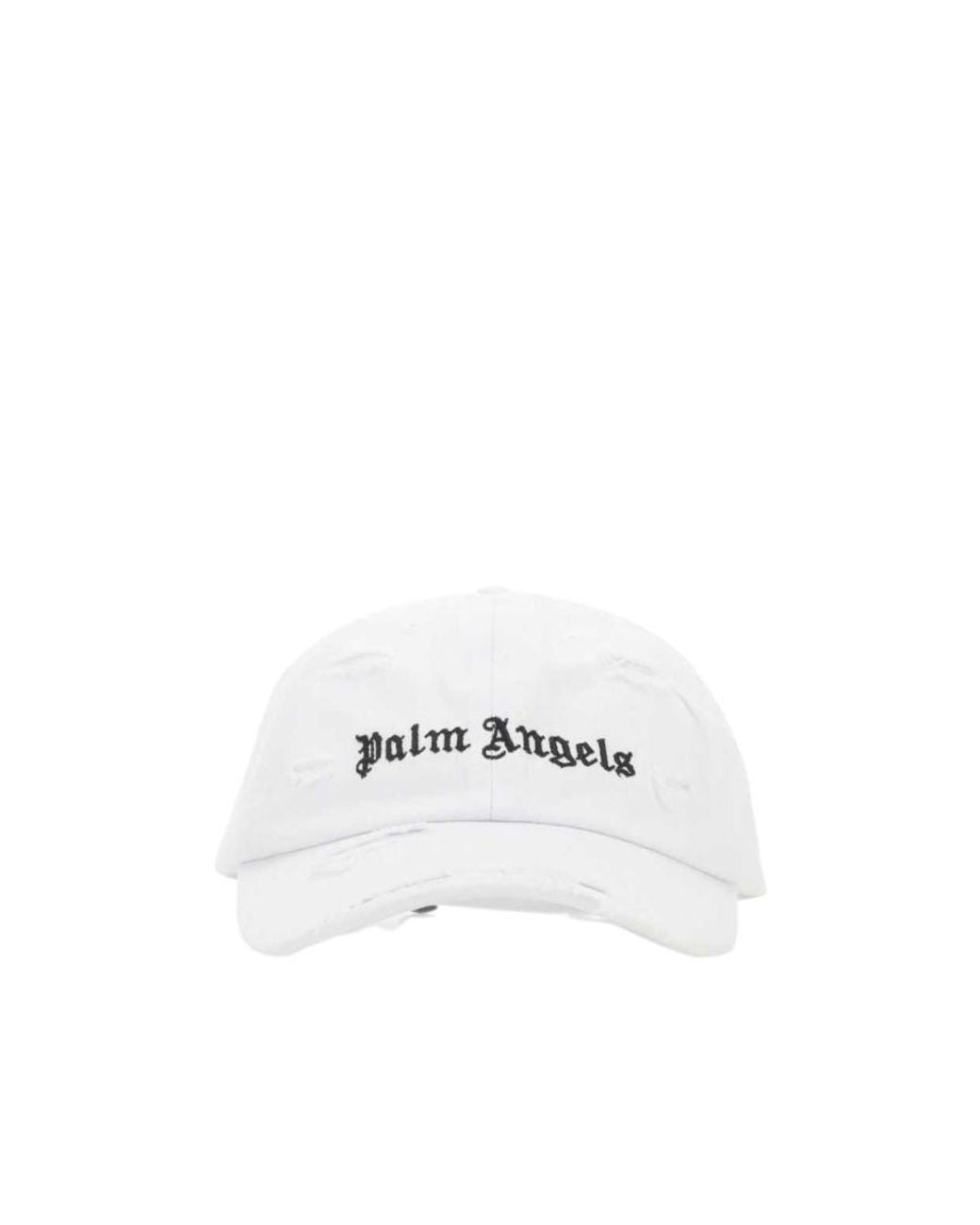 Palm Angels White Logo-Embroidered Distressed-Effect Cap for men