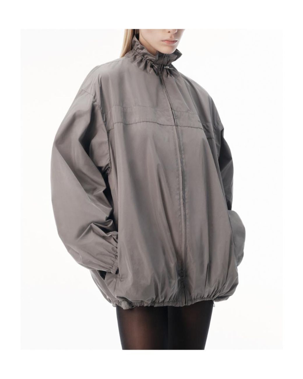 Alexander Wang Brown Gathered Neck Oversized Track Jacket