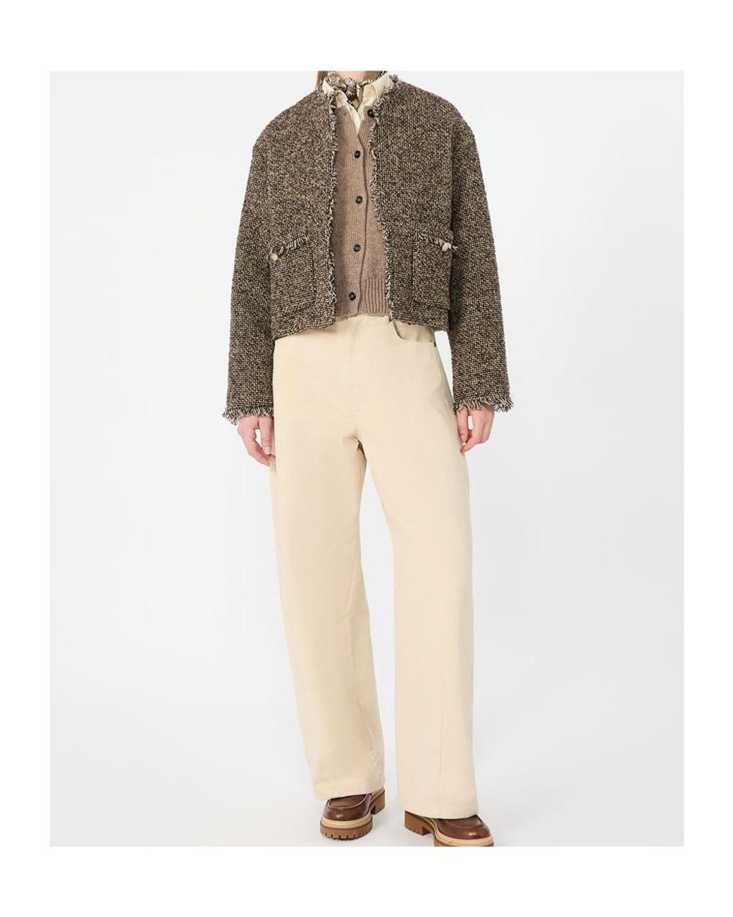 Weekend by Maxmara Natural Button-Up Wool Cardigan