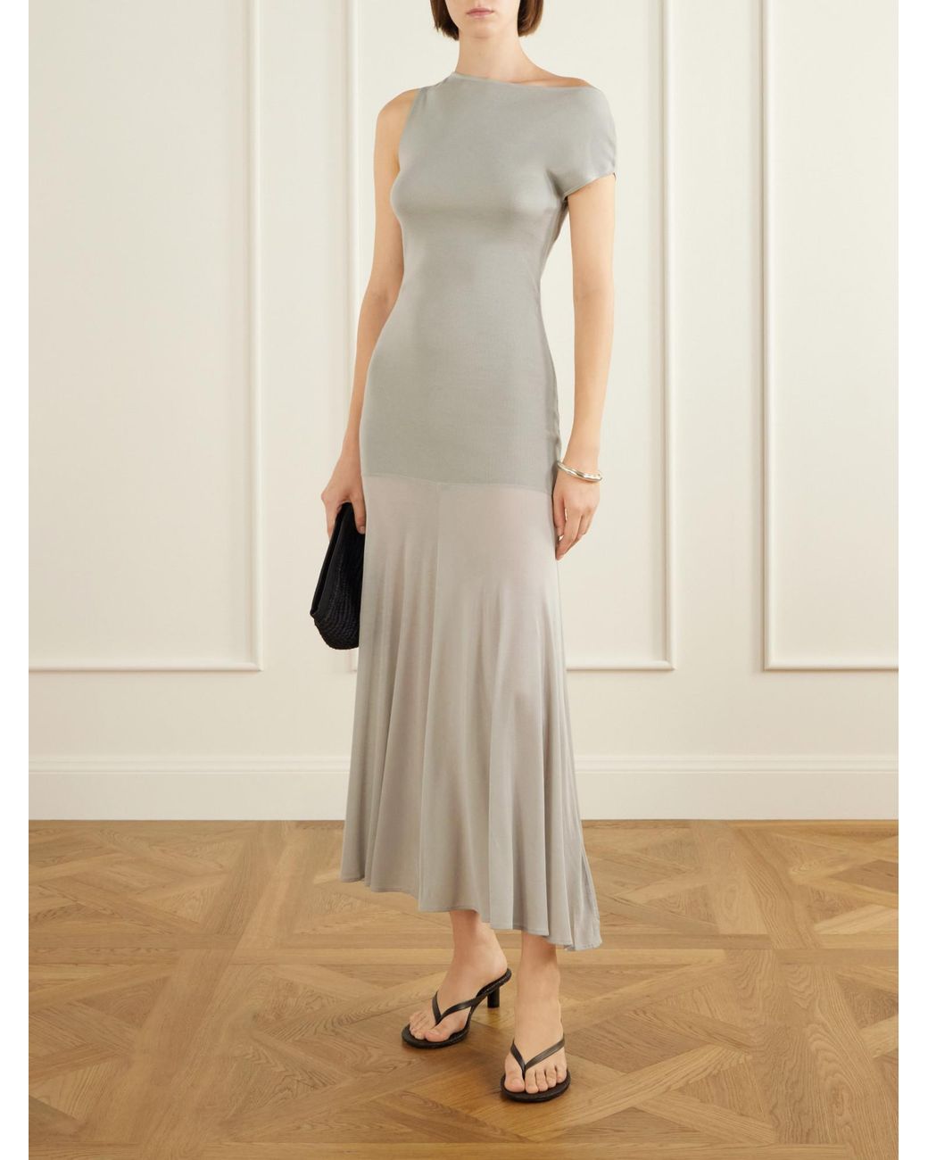 St. Agni White Blend Jersey Maxi Dress