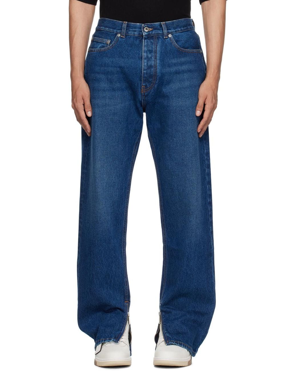 Off-White c/o Virgil Abloh Blue Logo Patch Straight-Leg Jeans for men