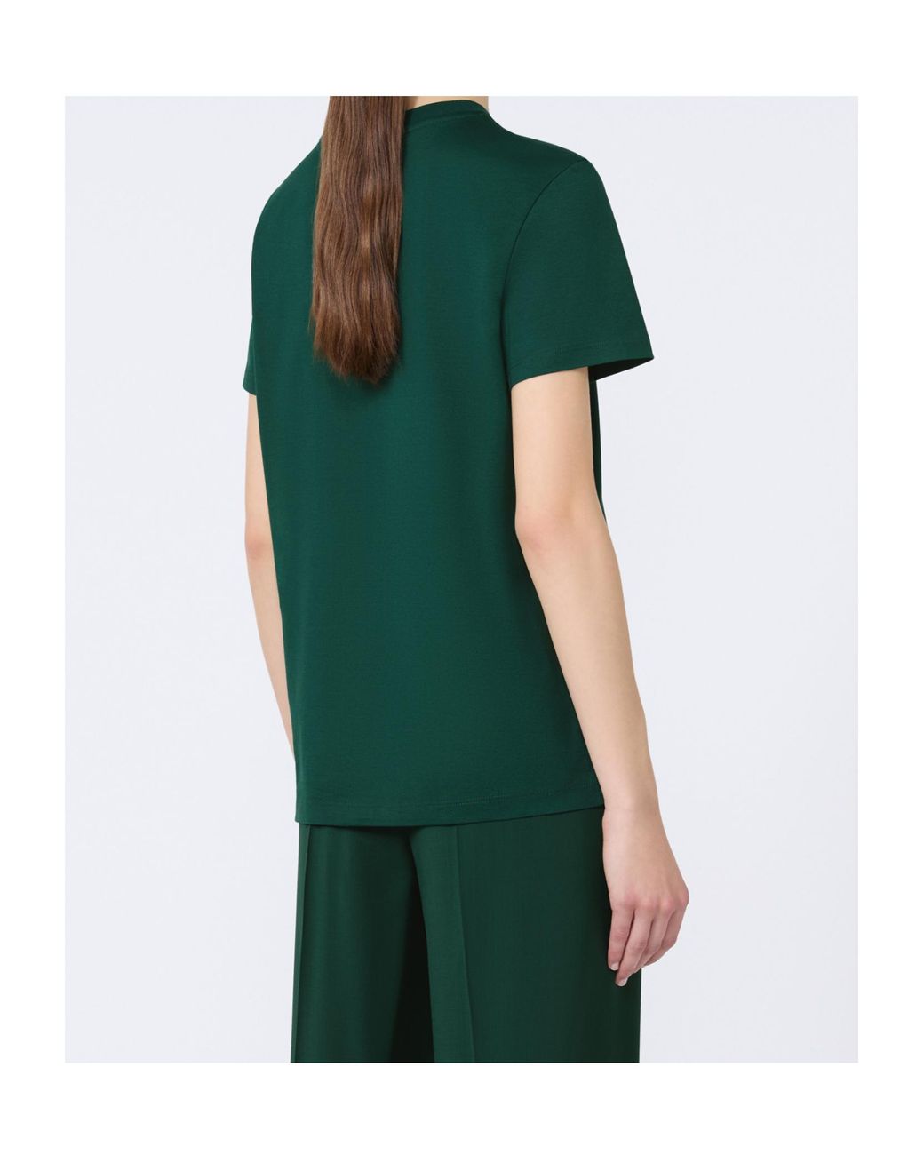 Max Mara Green Papaia Logo Embroidered Crewneck T-Shirt