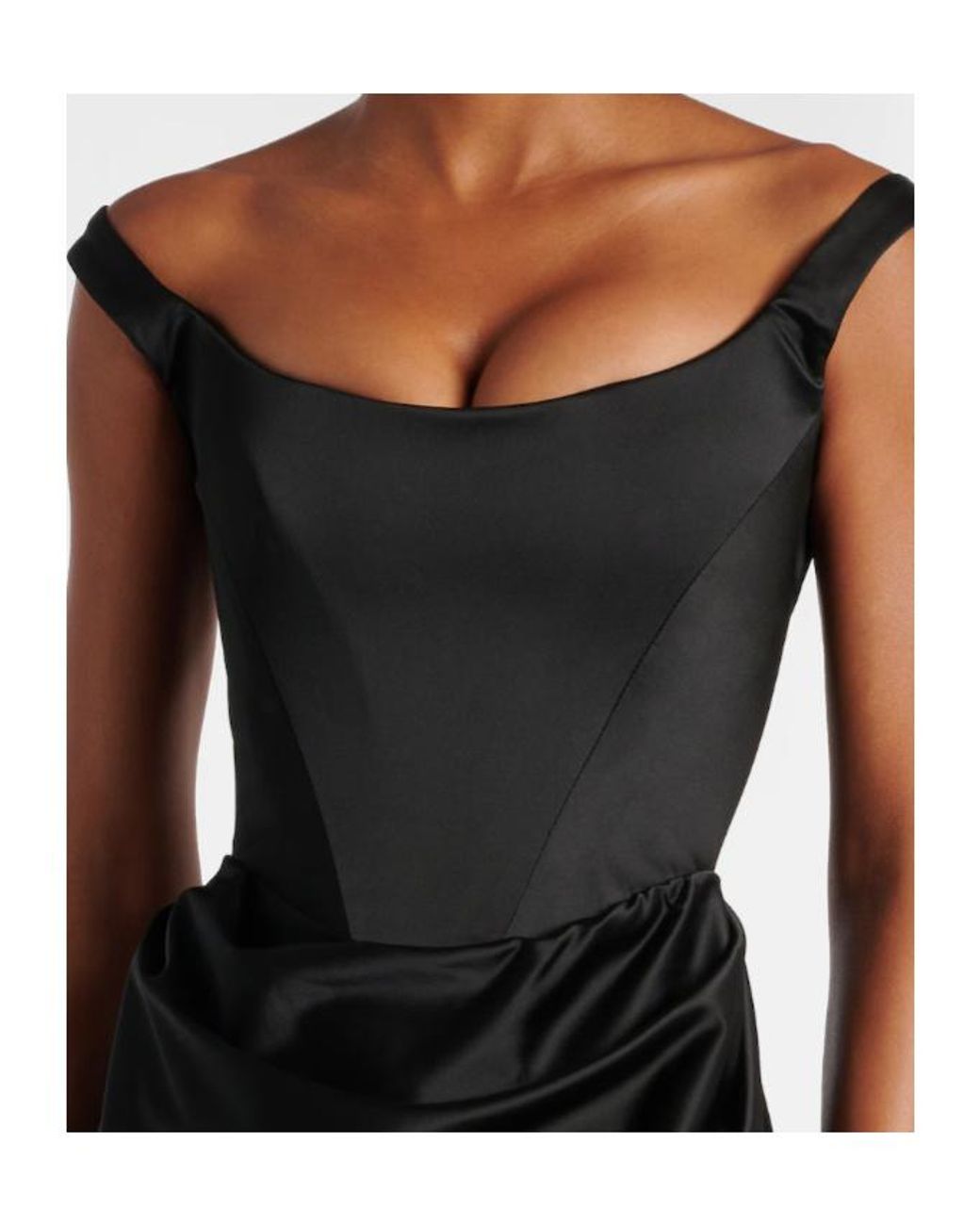 Vivienne Westwood Black Camille Draped Crêpe Satin Bustier Gown