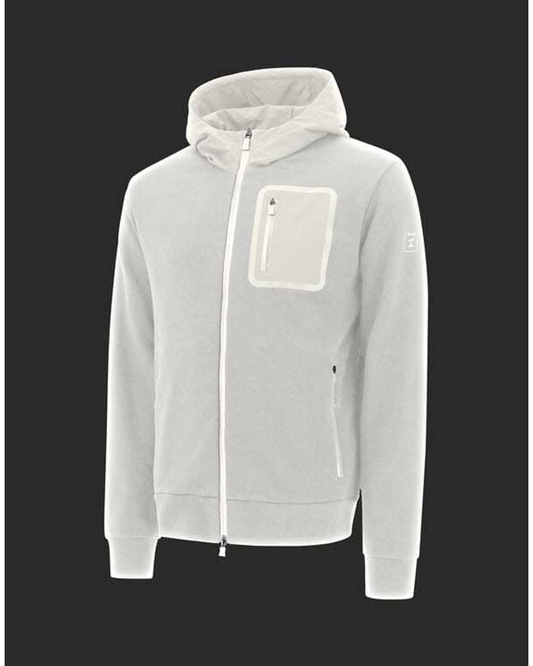 Herno White Logo-Patch Zip-Up Hooded Jacket for men
