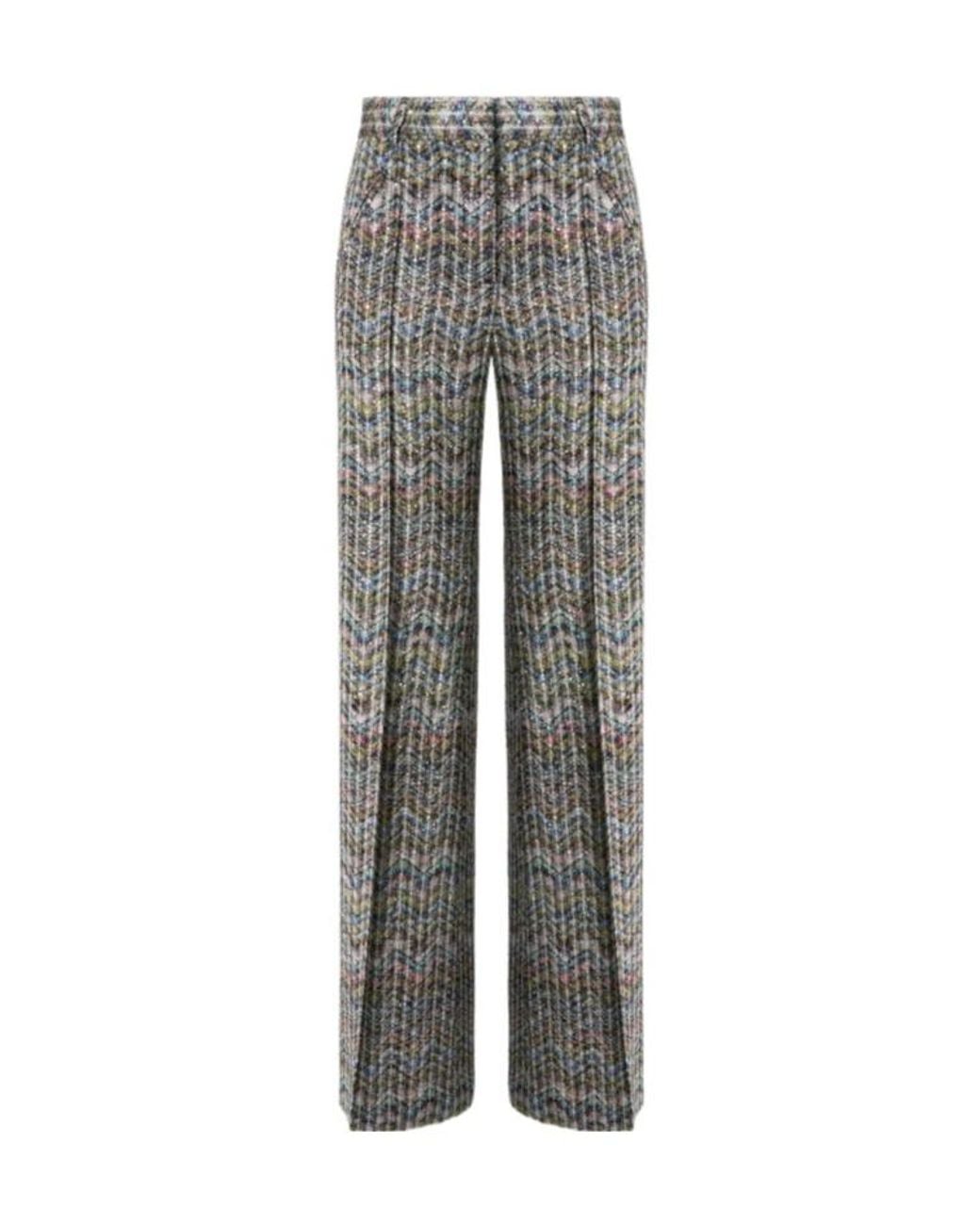 Missoni Gray Metallic Patterned Knitted Trousers
