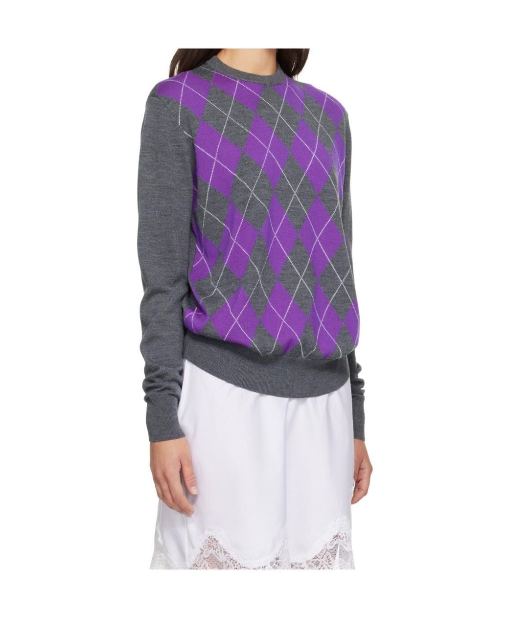 GIMAGUAS Purple Argyle Sweater