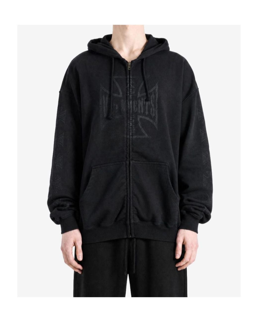 Vetements Black Big Biker Cross Zip-Up Hoodie for men