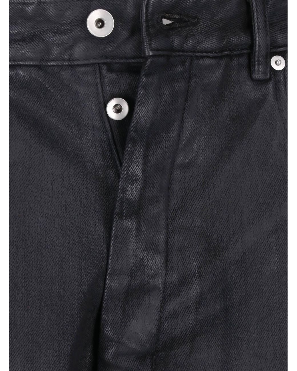 Rick Owens Black Geth Waxed Wide-Leg Jeans for men