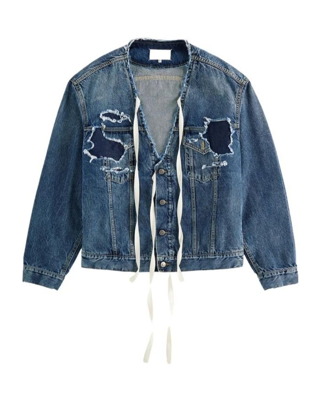 Maison Margiela Blue Distressed Assemblage Denim Jacket for men