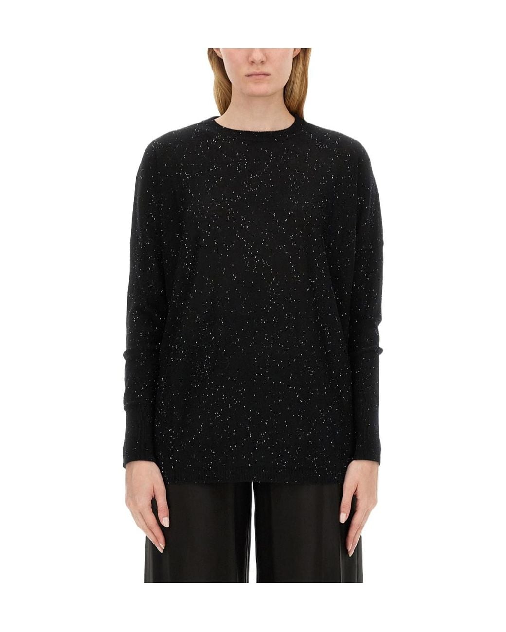 Fabiana Filippi Black Sequin-Embellished Knitted Jumper