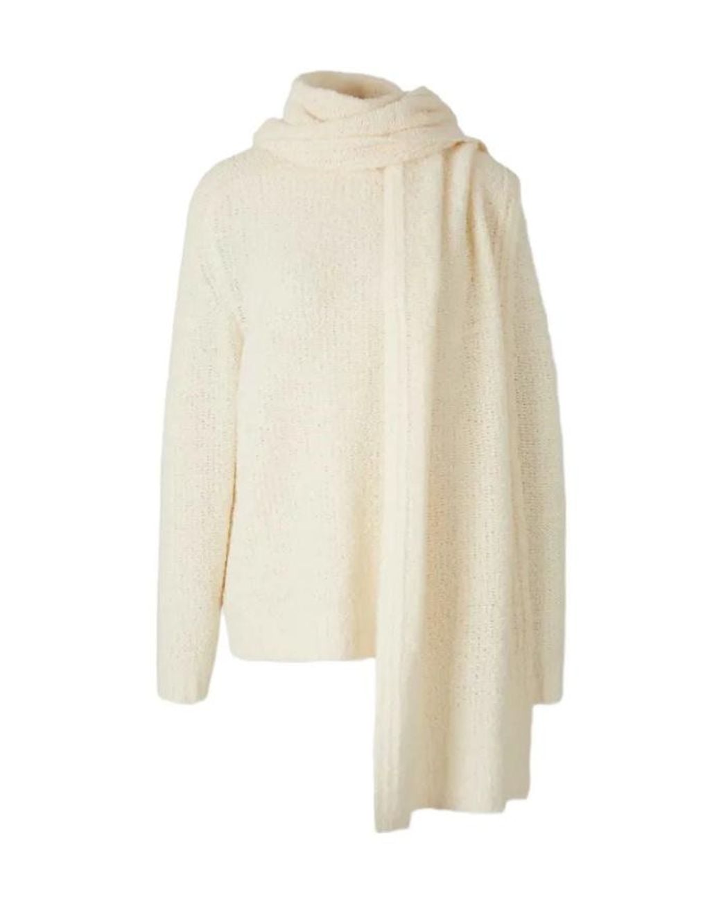 Staud White Scarf Detailed Knit Jersey Jumper