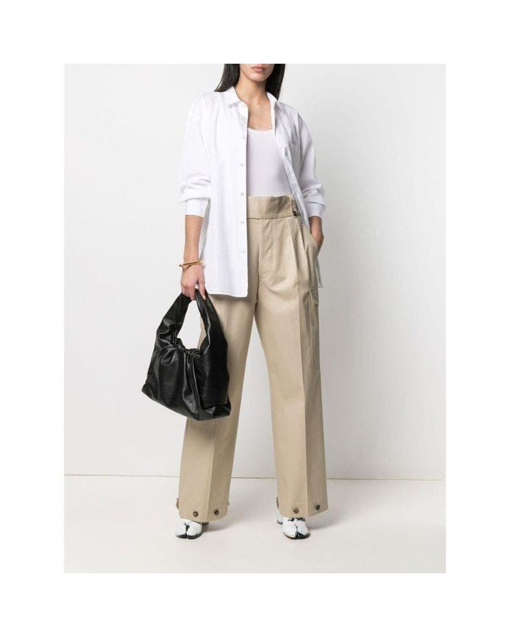 Maison Margiela Gray Buttoned Wide Leg Trousers