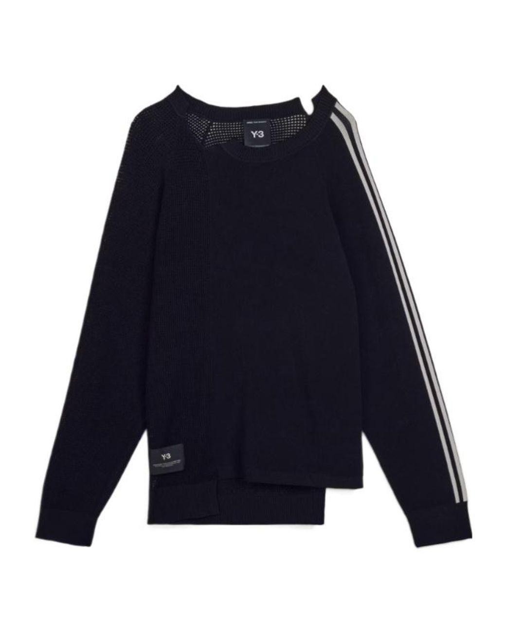 Y-3 Blue Logo Detailed Asymmetric Knitted Jumper for men