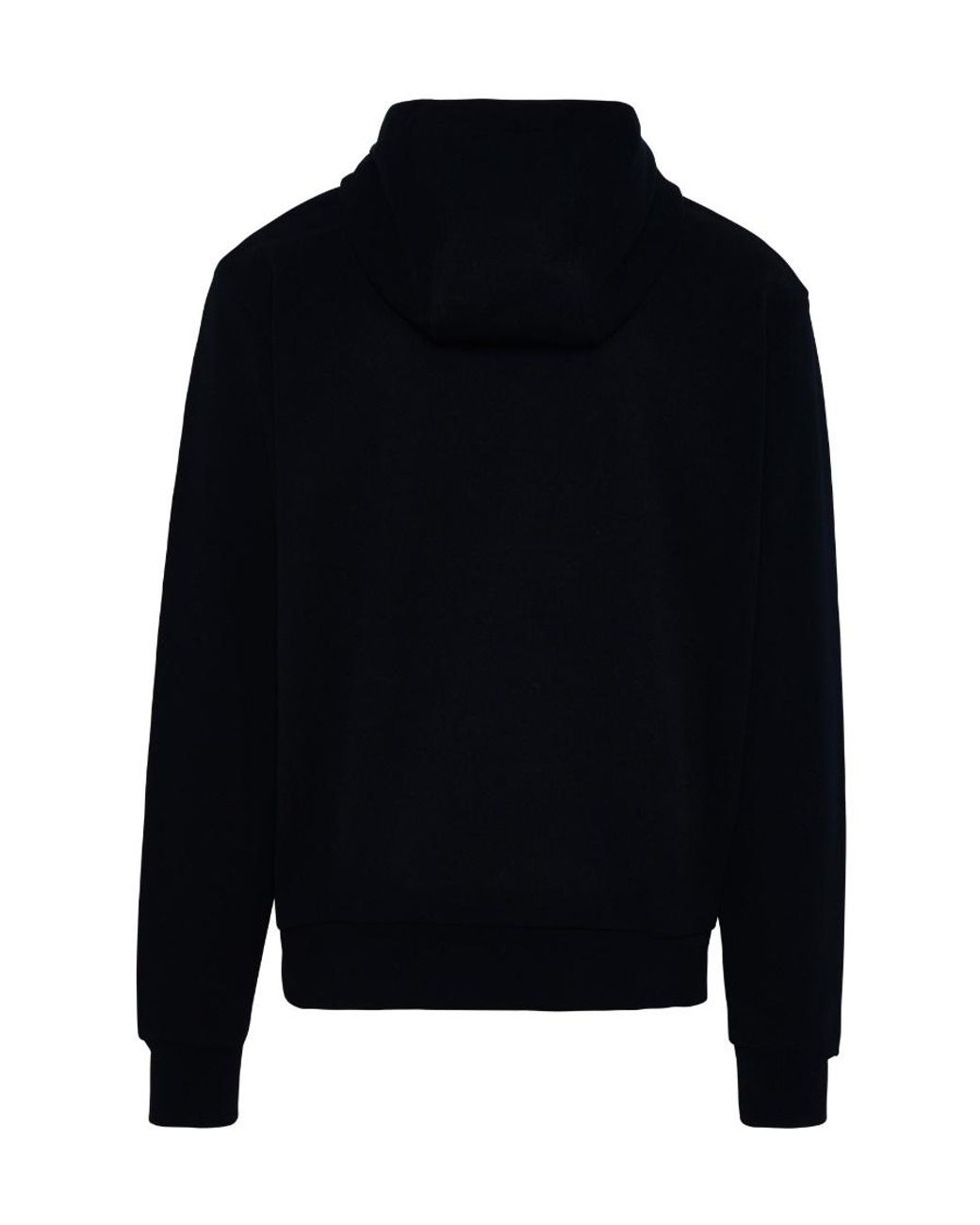 Zegna Blue Logo-Print Cotton Hoodie for men