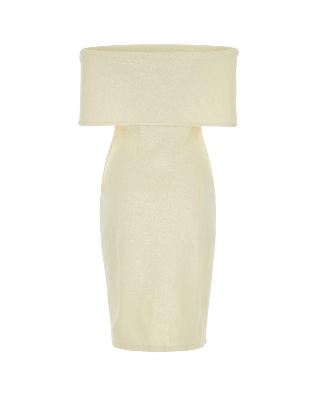 Bottega Veneta White Off-The-Shoulder Fitted Dress