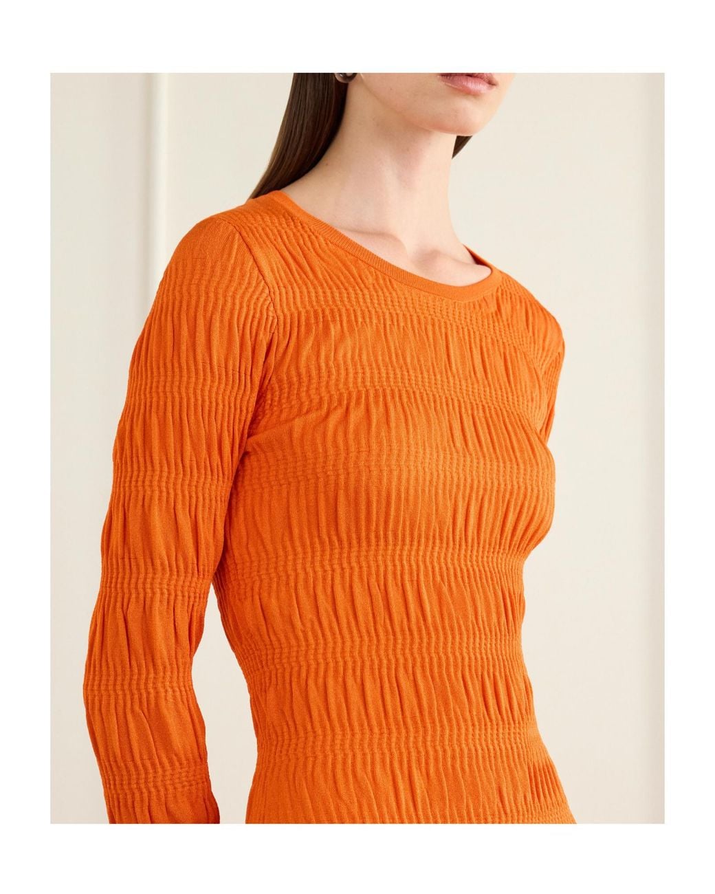 TOVE Orange Gathered Stretch Midi Dress