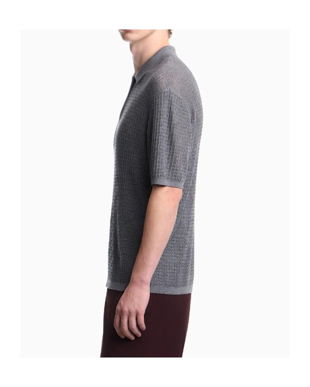 Emporio Armani Gray Polo Collar Sweater for men