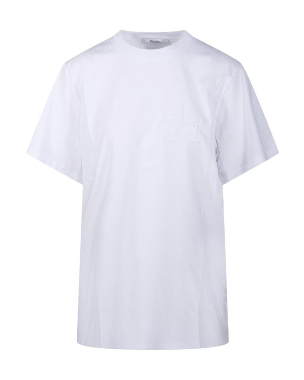Max Mara White Mango Logo Embroidered Crewneck Top