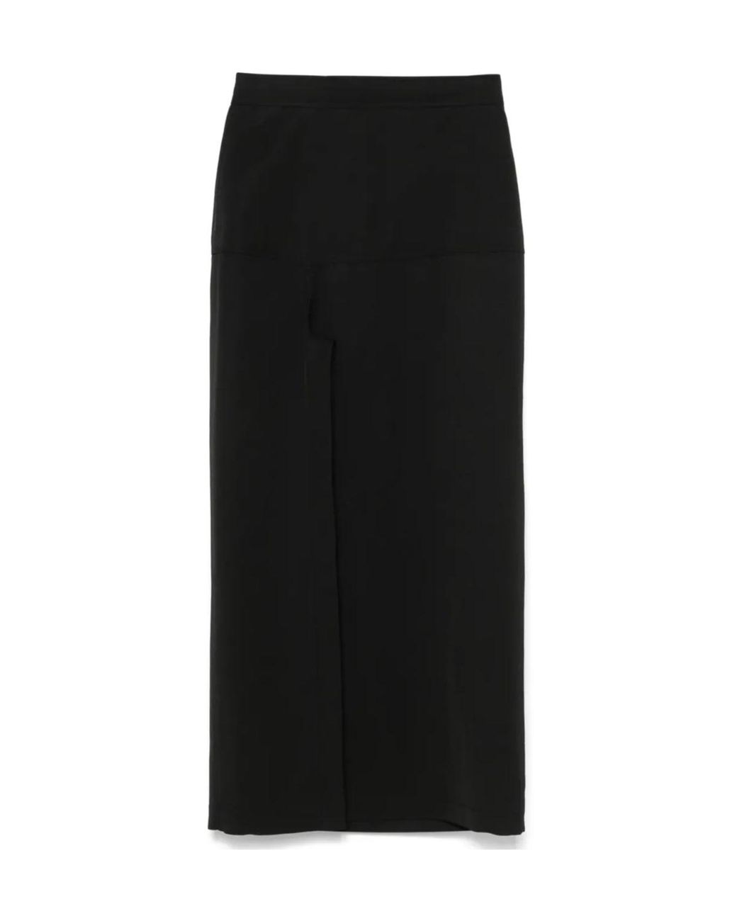 Lemaire Black Slited Straight Hem Midi Skirt