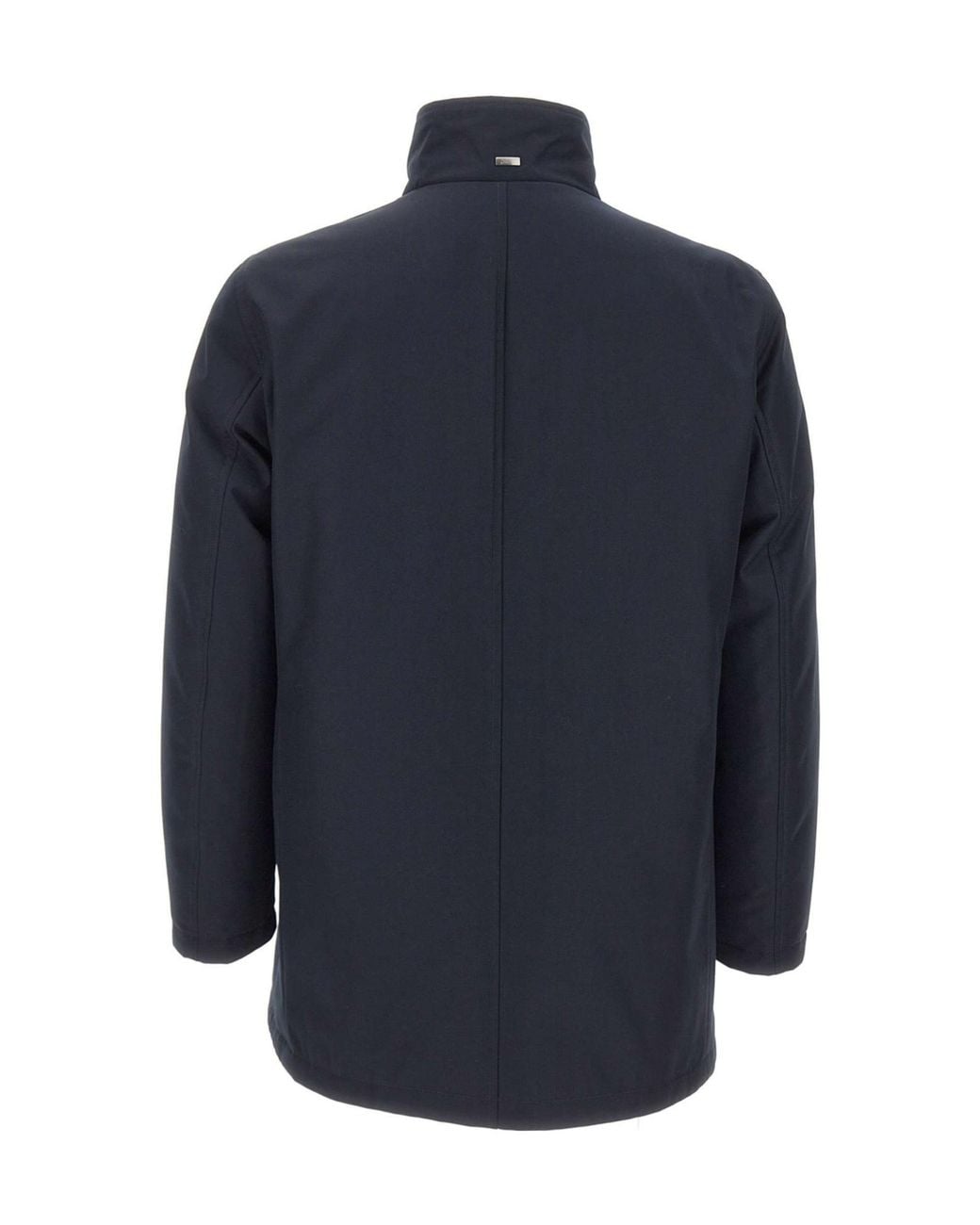 Herno Blue Double-Breasted High-Collar Coat for men