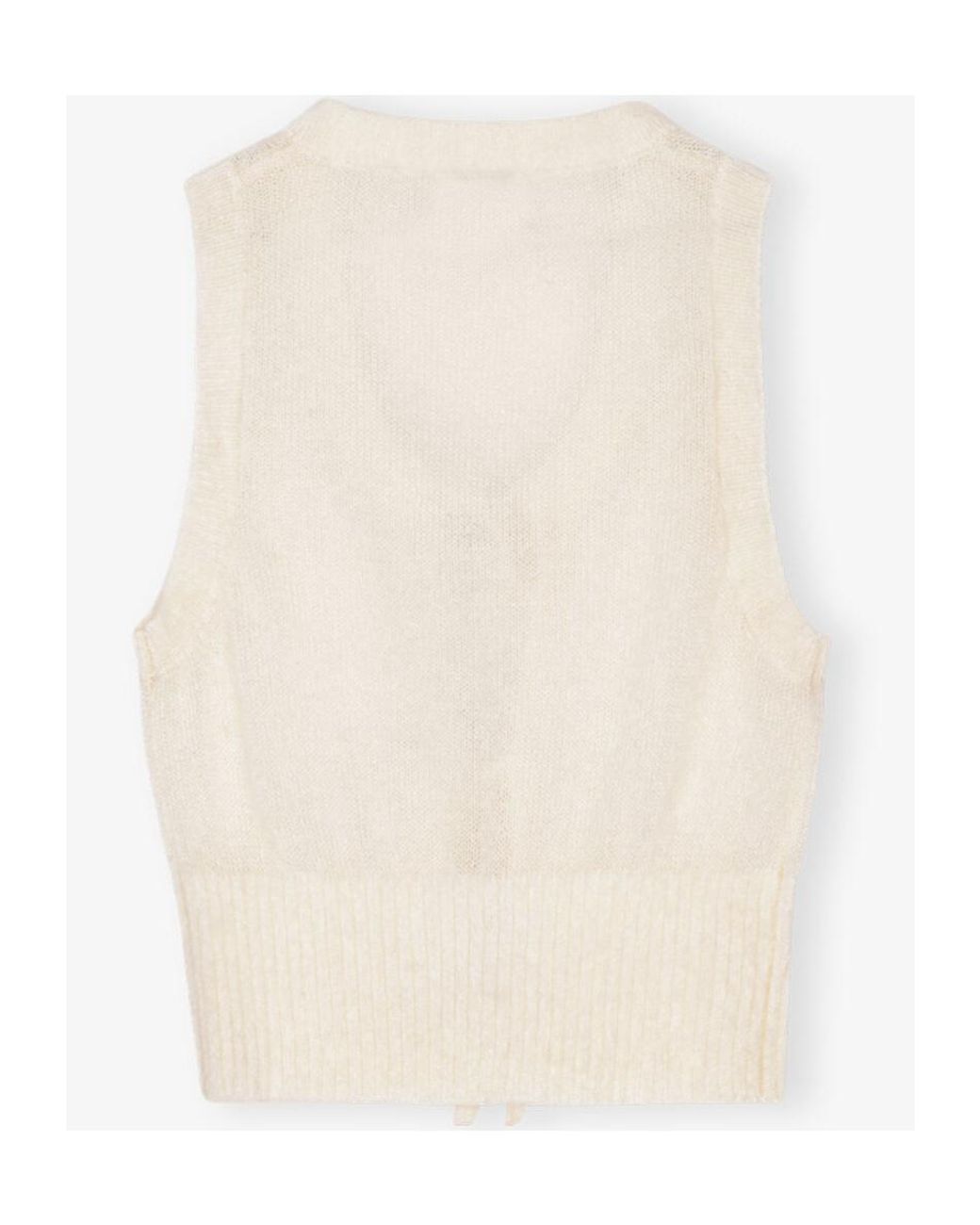 Ganni Natural Ivory Tie String Vest