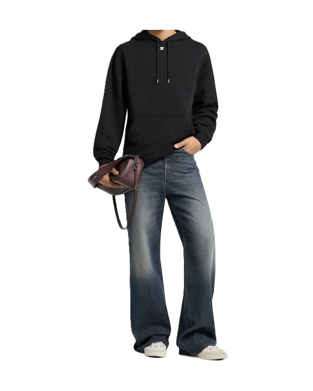 Courreges Black Kiss Print Hoodie for men