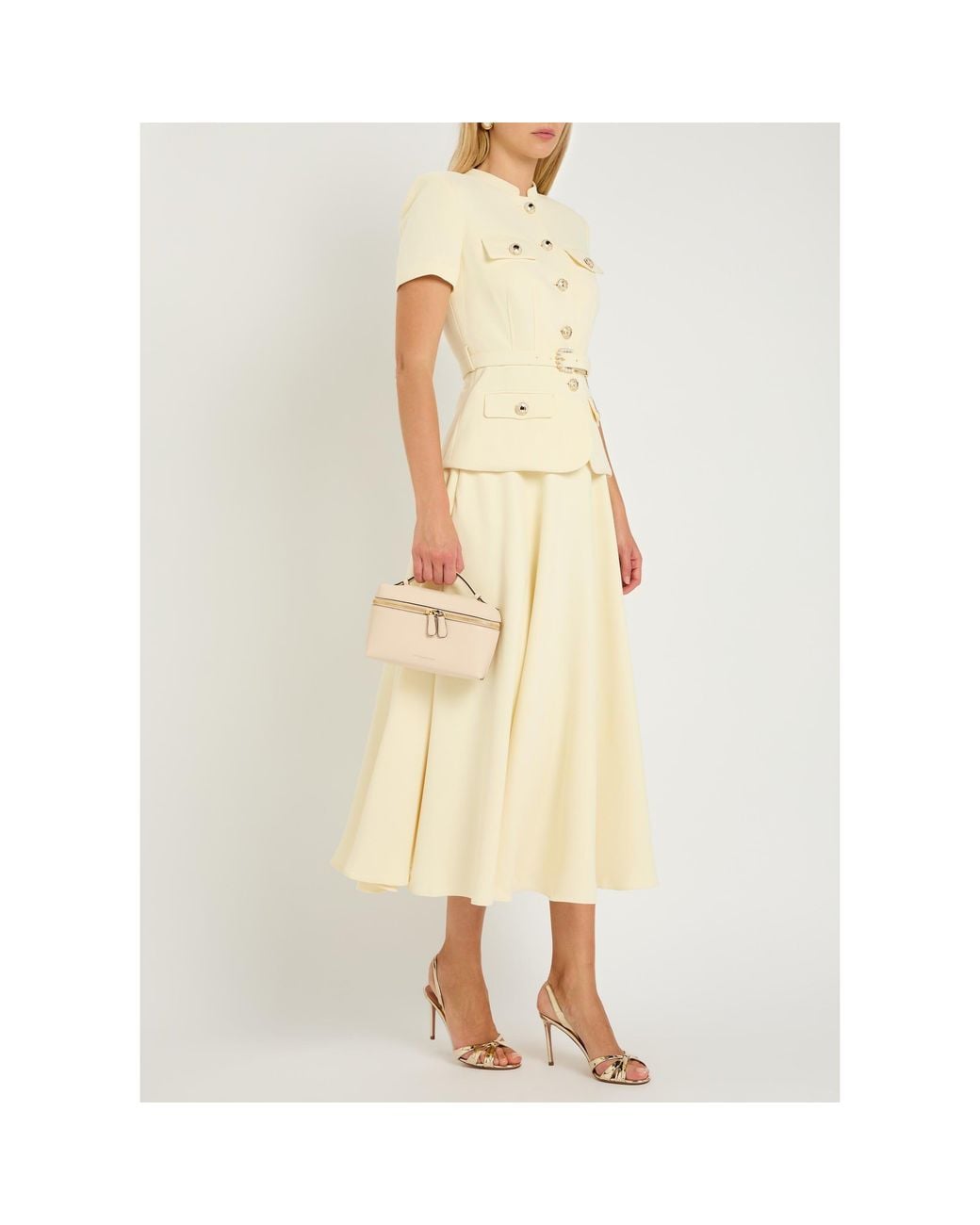 Self-Portrait Metallic Pearl Belted Dress