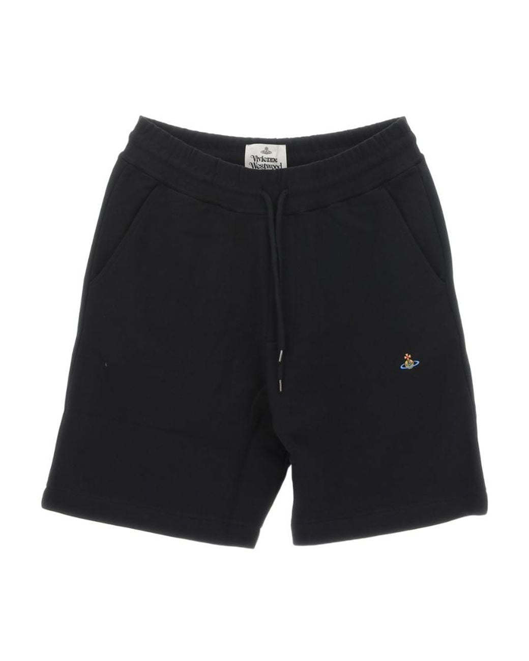 Vivienne Westwood Black Embroidered-Orb Cotton Shorts for men