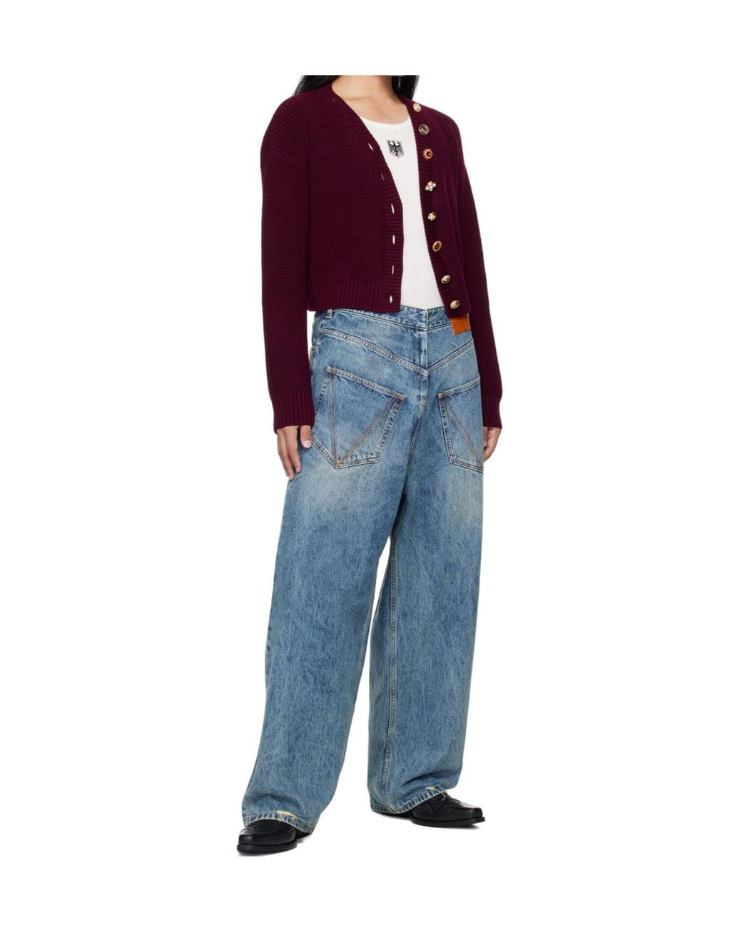 Vetements Blue Distressed V-Yoke Jeans for men