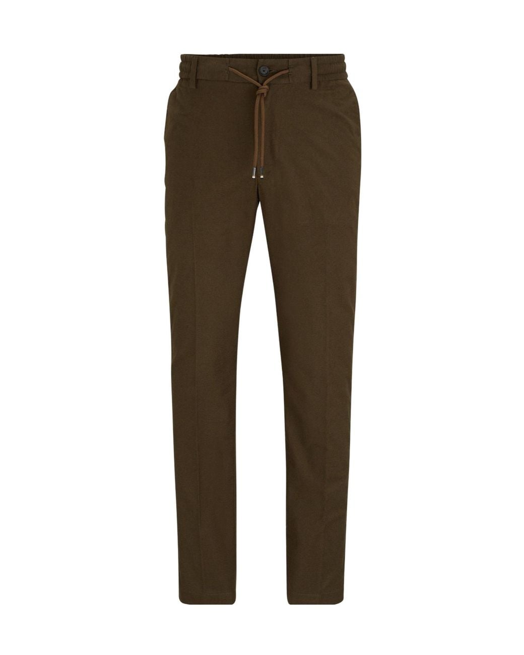 Boss Olivebrown Drawstring Tapered Trousers for men