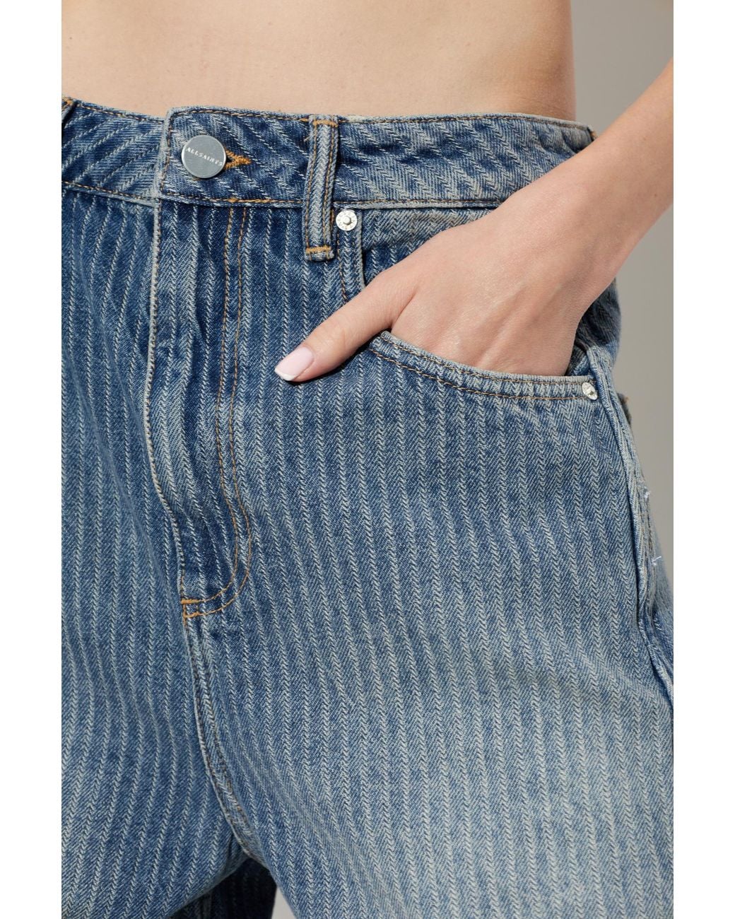 AllSaints Blue Carter Wide-Leg Jeans