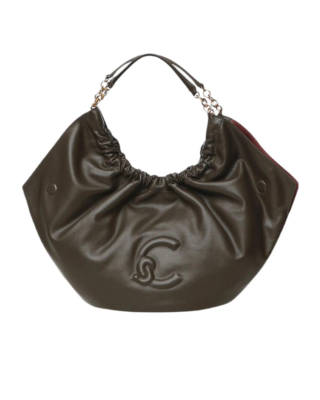 Coccinelle Gray Ruched Hobo Shoulder Bag