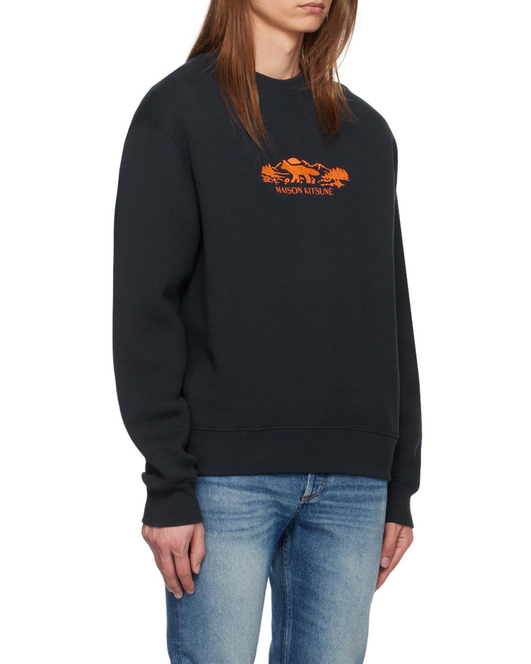 Maison Kitsuné Black Maison Kitsuné Outdoor Profile Fox Crewneck Sweatshirt for men