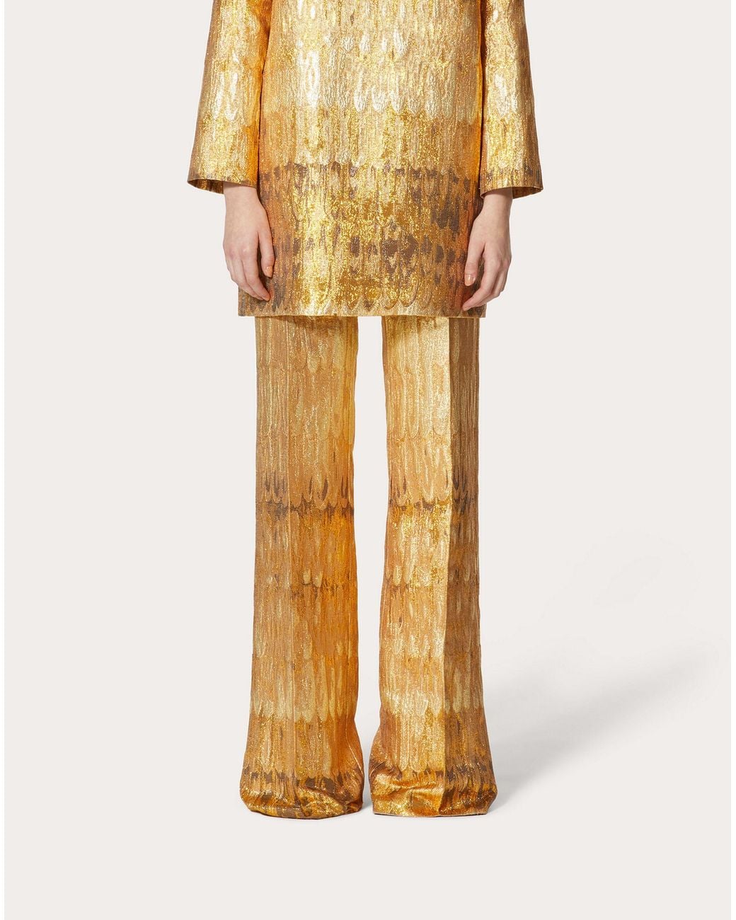 Valentino Metallic Golden Wings High Waist Trousers