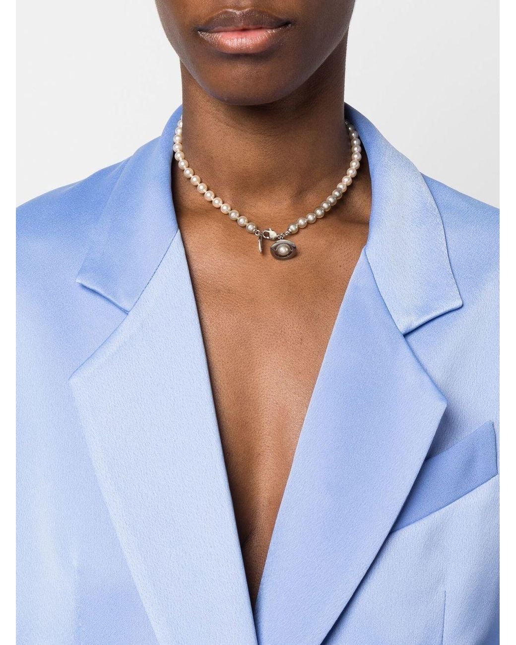 Vivienne Westwood White Orb Pendant Embellished Necklace for men