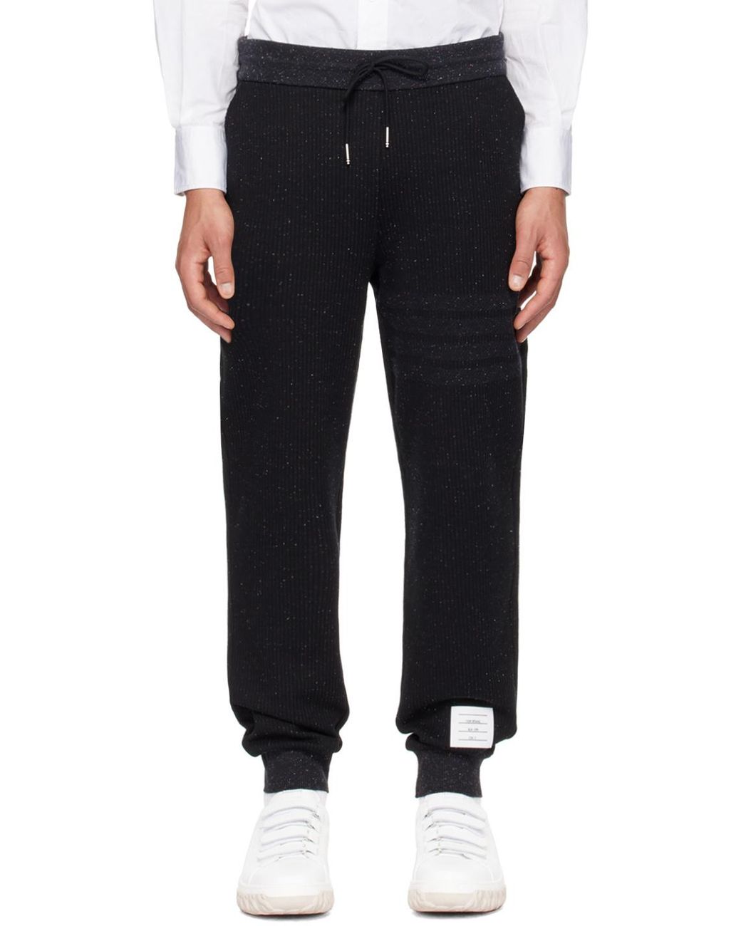 Thom Browne Black Drawstring Knitted Track Pants for men
