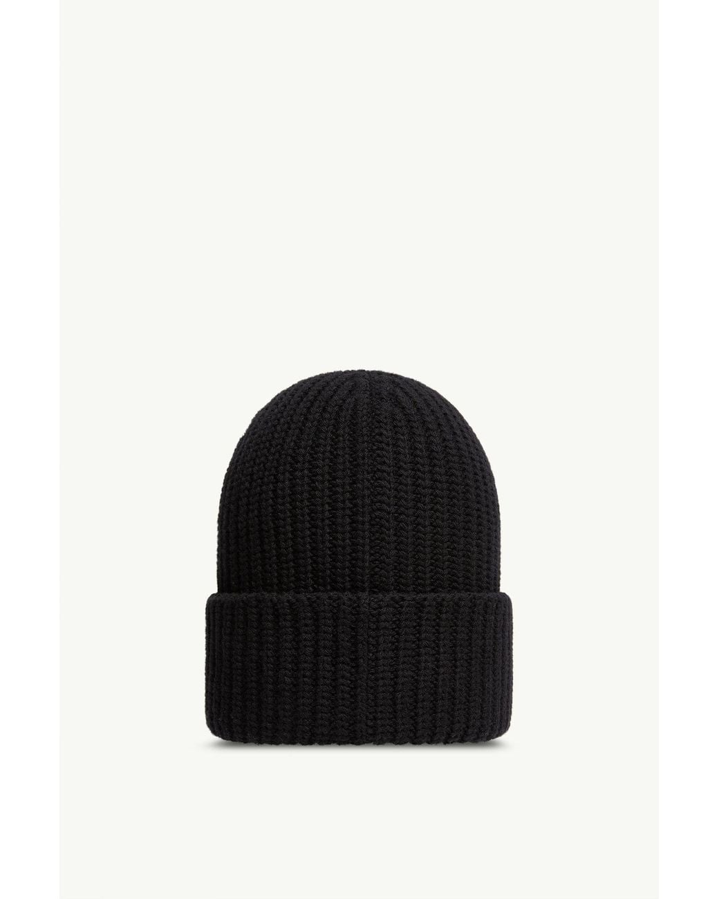 Moncler Black Logo Patch Knitted Beanie