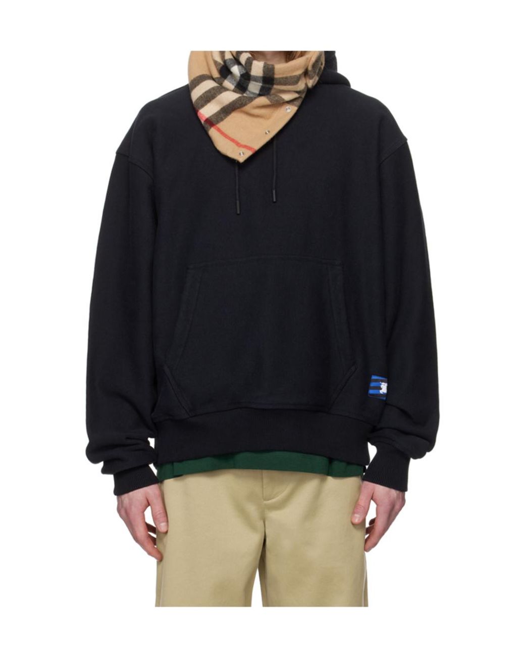 Burberry Black Kangaroo-Pouched Drawstring Hoodie for men