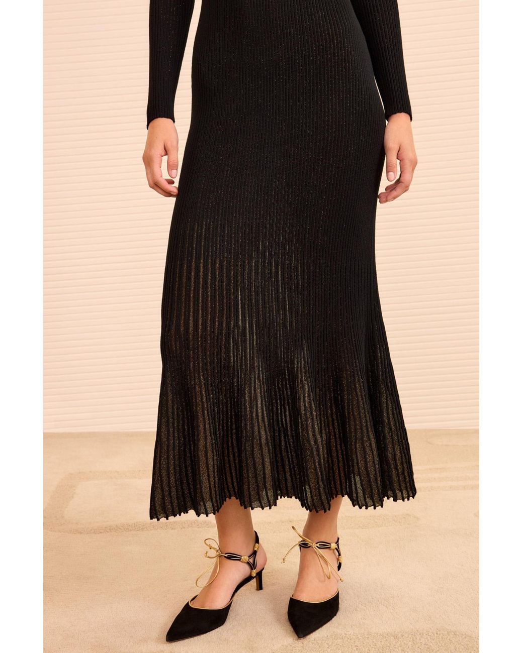 Ulla Johnson Black Zeda V Neck Midi Dress