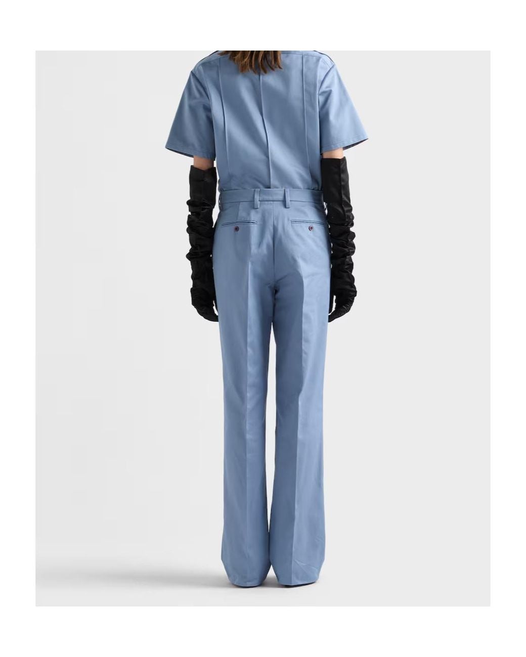 Prada Blue Pleated Straight-Leg Pants