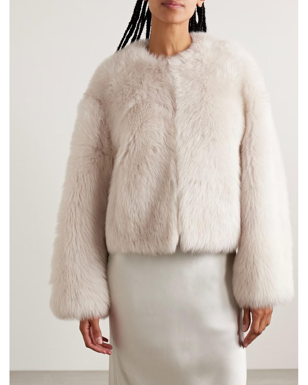 Nili Lotan White Elan Short Fur Coat